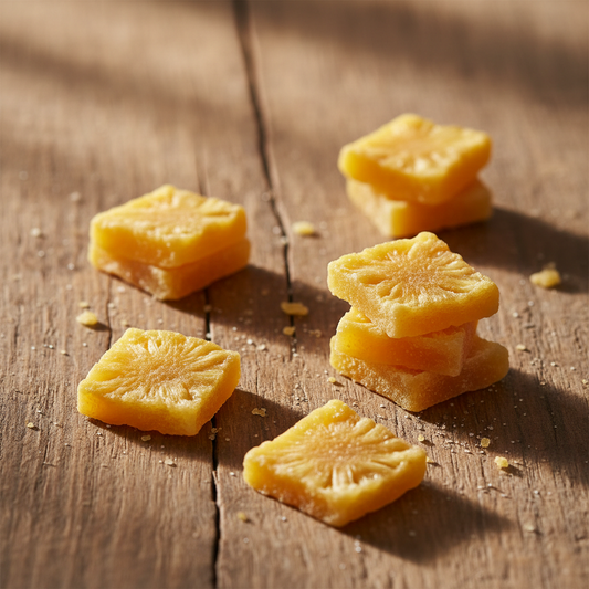 Piña cuadrados deshidratados